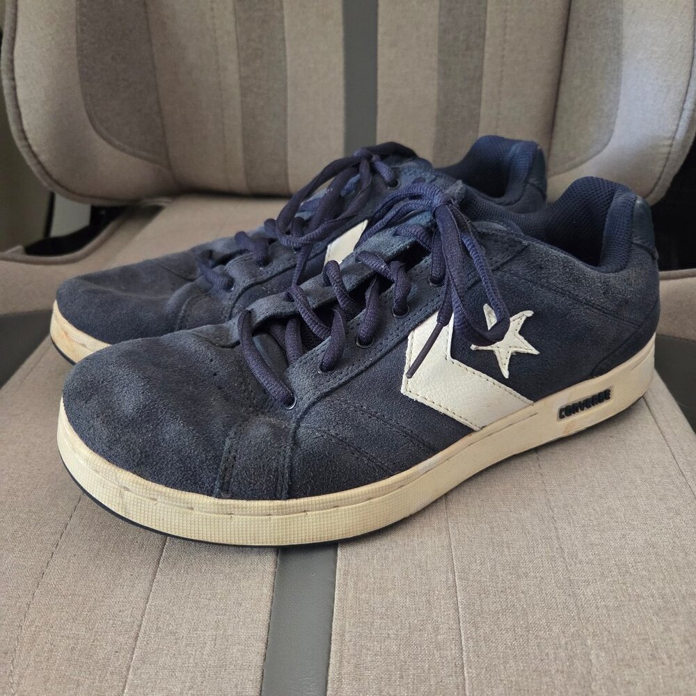 Converse All Star Men’s 9.5 Blue Suede Leather Sneakers Low Top Chevron